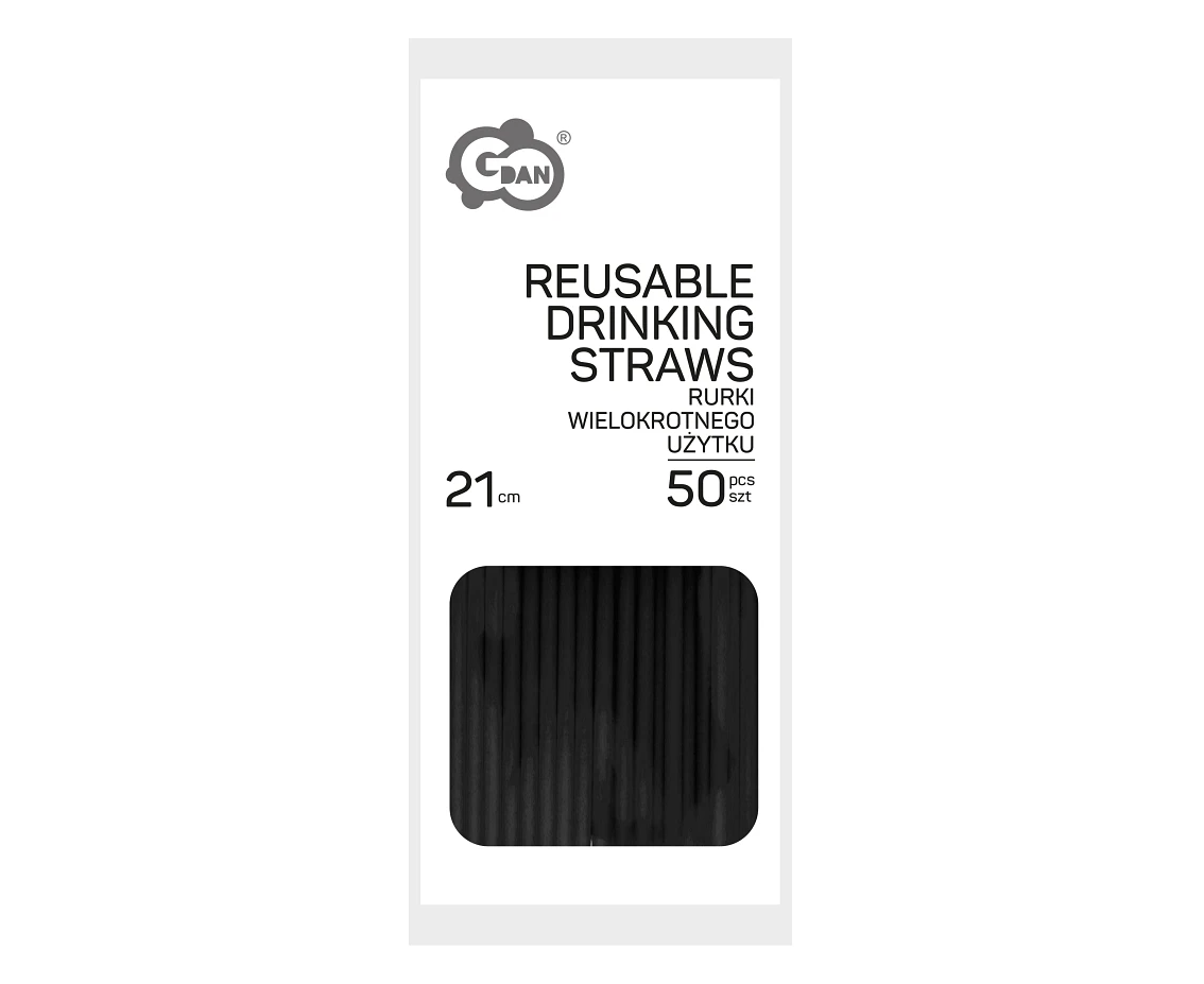 Rurki (słomki) łamane wielokrotnego użytku, czarne 5x210mm/ 50 szt.