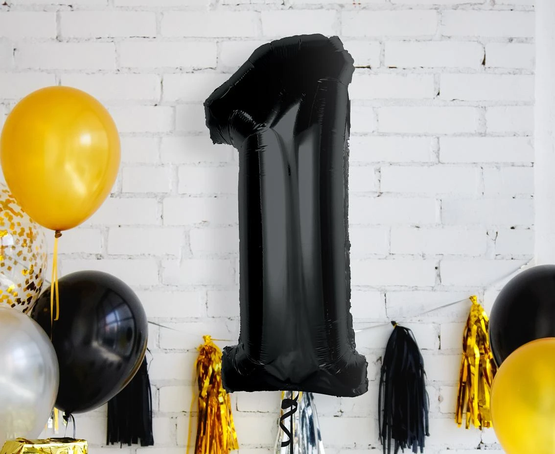 Balon foliowy Smart, cyfra 1, czarna, 92 cm KK