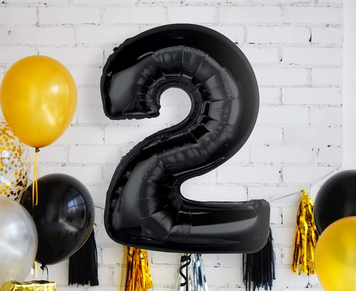 Balon foliowy Smart, cyfra 2, czarna, 92 cm KK