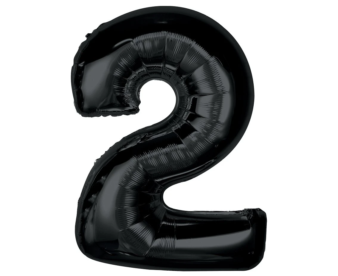 Balon foliowy Smart, cyfra 2, czarna, 92 cm KK