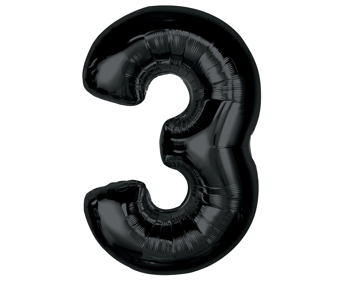 Balon foliowy Smart, cyfra 3, czarna, 92 cm KK