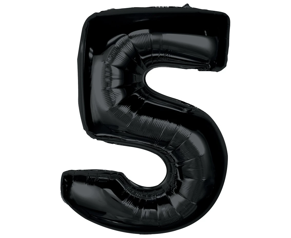 Balon foliowy Smart, cyfra 5, czarna, 92 cm KK