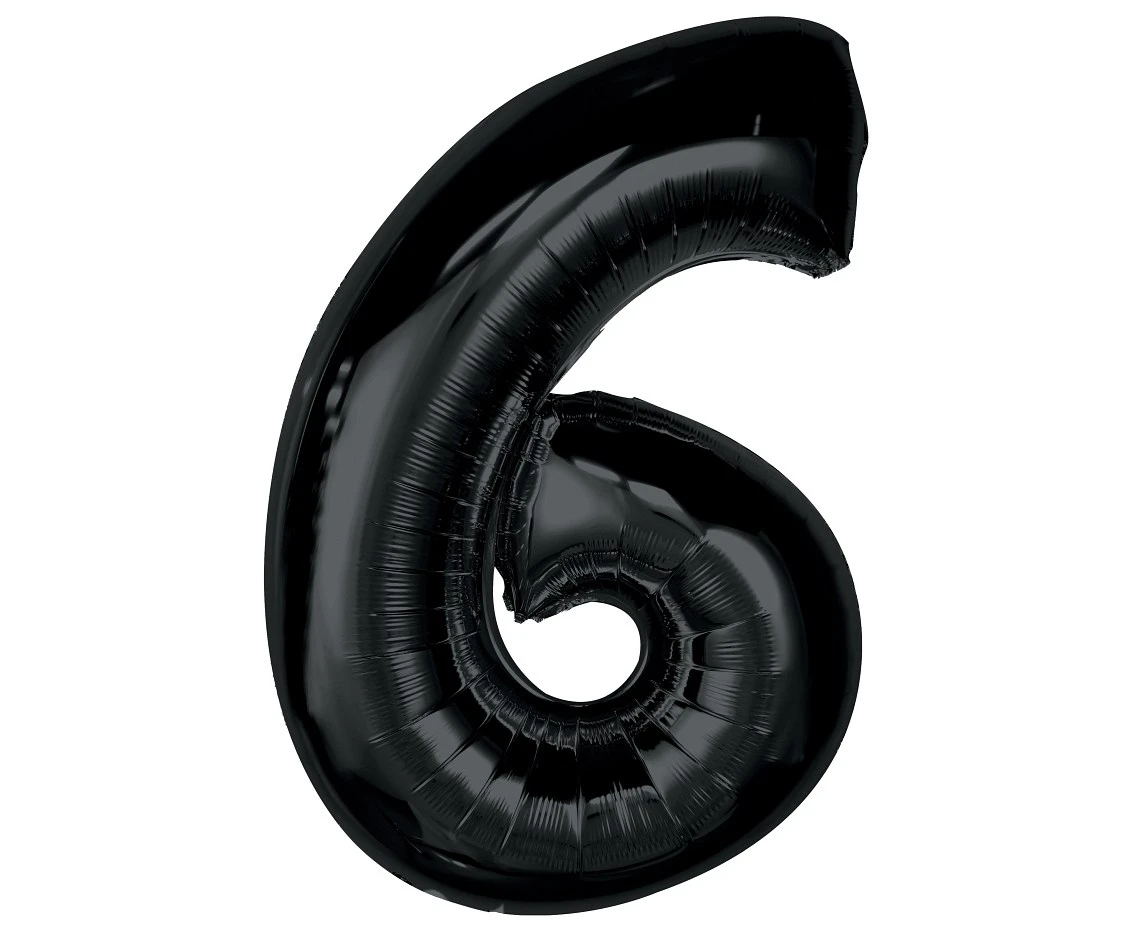 Balon foliowy Smart, cyfra 6, czarna, 92 cm KK