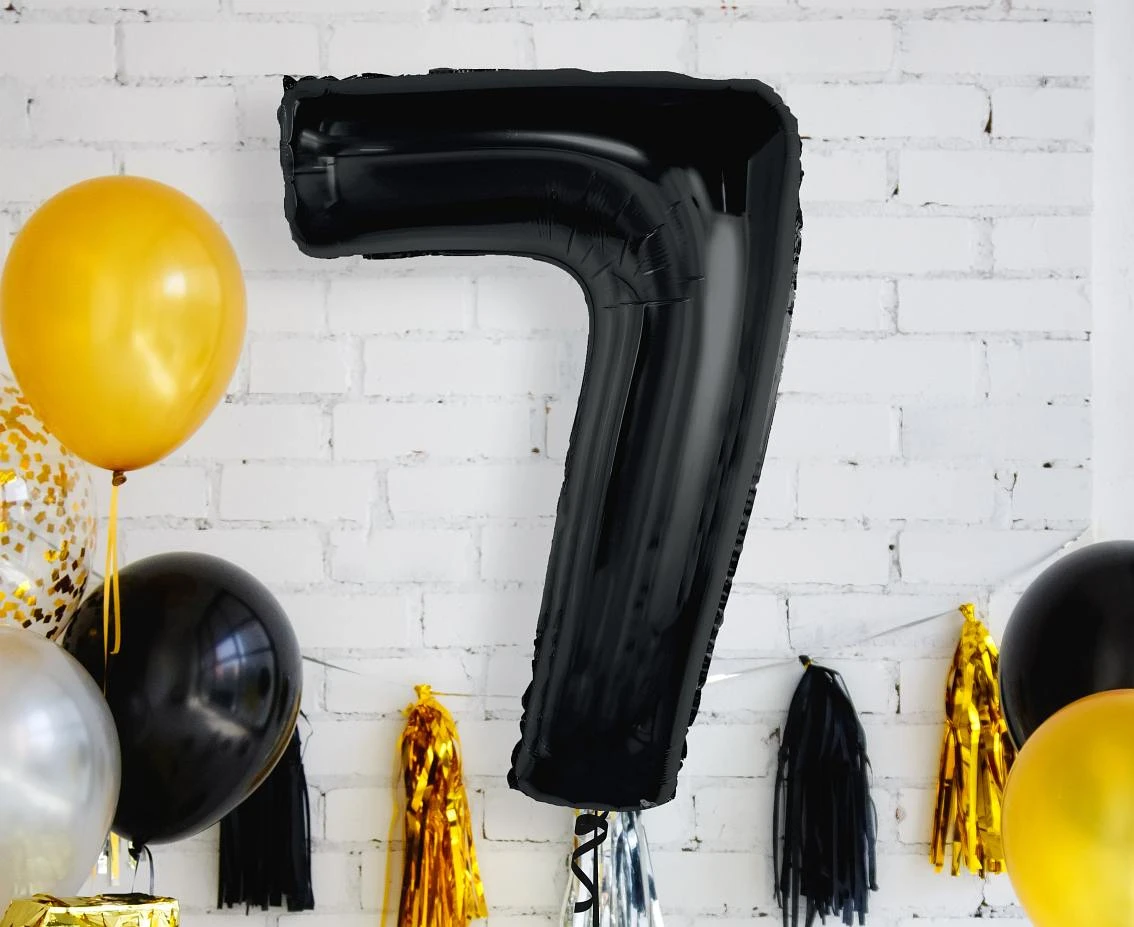 Balon foliowy Smart, cyfra 7, czarna, 92 cm KK