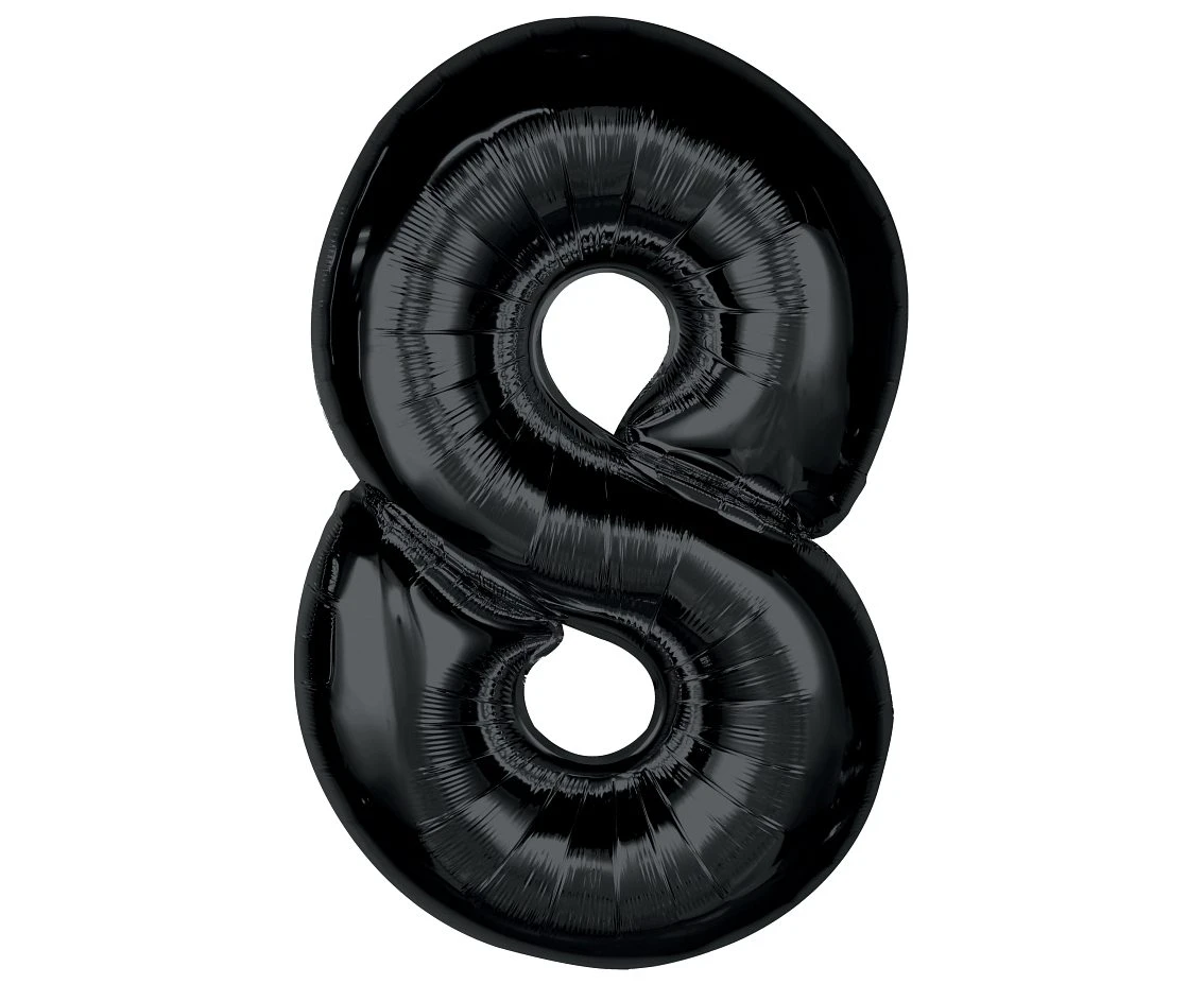 Balon foliowy Smart, cyfra 8, czarna, 92 cm KK