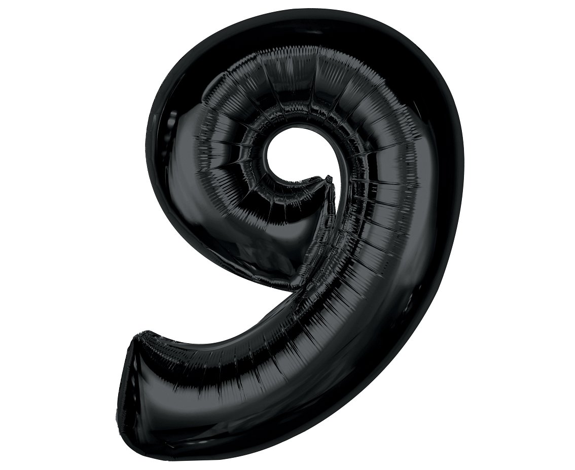 Balon foliowy Smart, cyfra 9, czarna, 92 cm KK