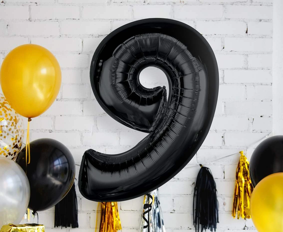 Balon foliowy Smart, cyfra 9, czarna, 92 cm KK