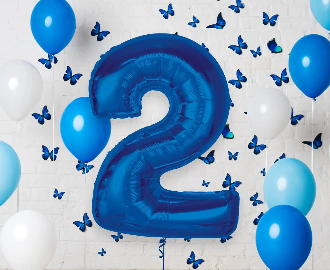 Balon foliowy B&C Cyfra 2, niebieska, 92 cm