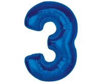 Balon foliowy B&C Cyfra 3, niebieska, 92 cm