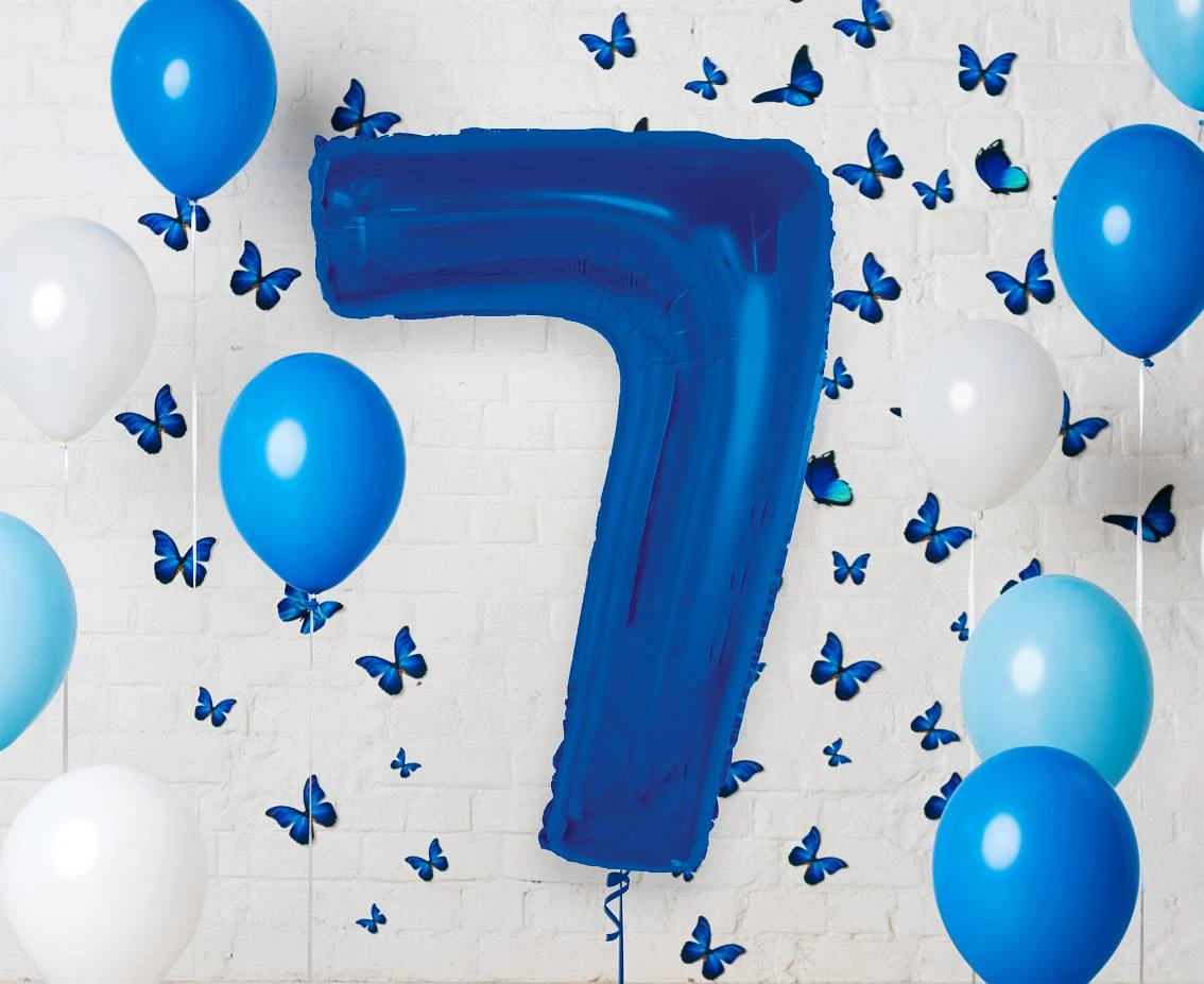Balon foliowy B&C Cyfra 7, niebieska, 92 cm