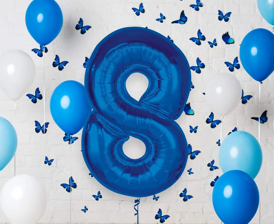 Balon foliowy B&C Cyfra 8, niebieska, 92 cm