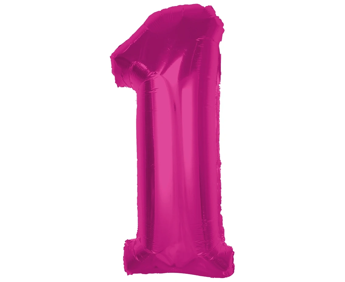 Balon foliowy Smart, cyfra 1, różowa, 92 cm KK
