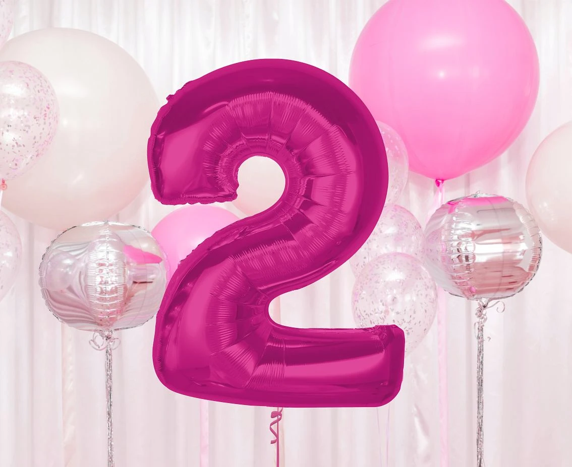 Balon foliowy Smart, cyfra 2, różowa, 92 cm KK