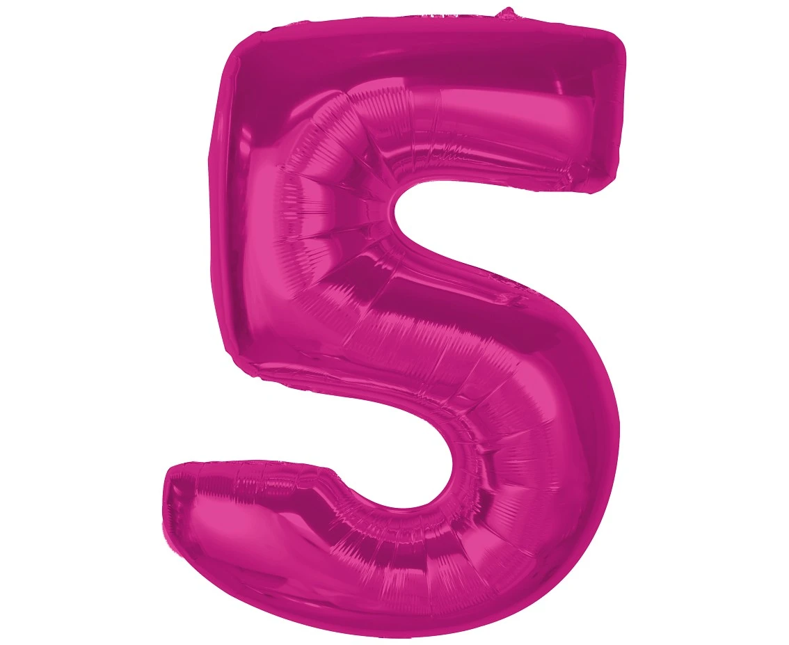 Balon foliowy Smart, cyfra 5, różowa, 92 cm KK