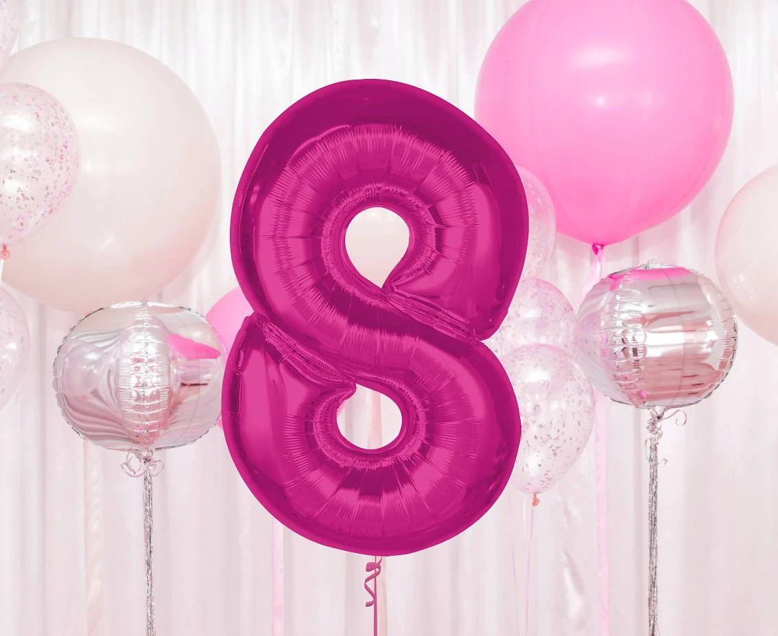 Balon foliowy Smart, cyfra 8, różowa, 92 cm KK