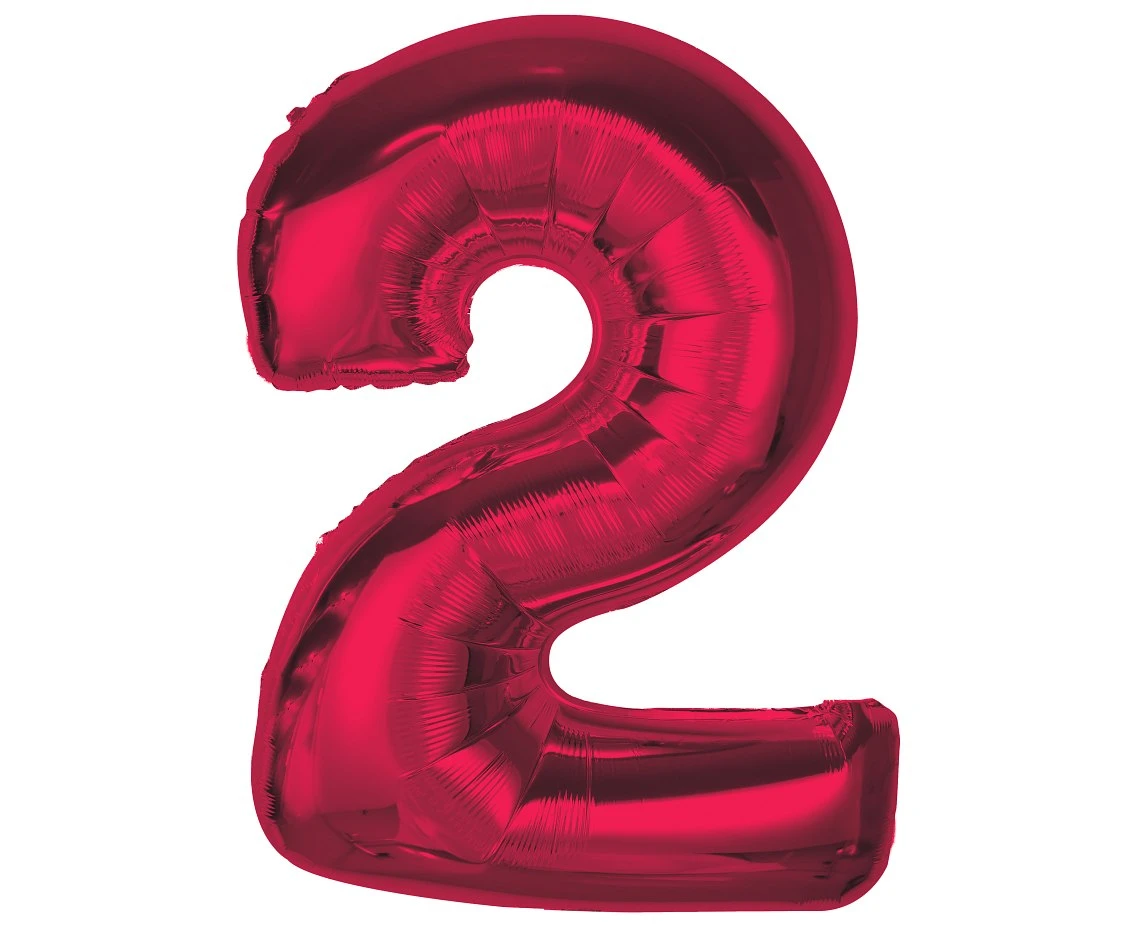 Balon foliowy Smart, cyfra 2, czerwona, 92 cm  KK