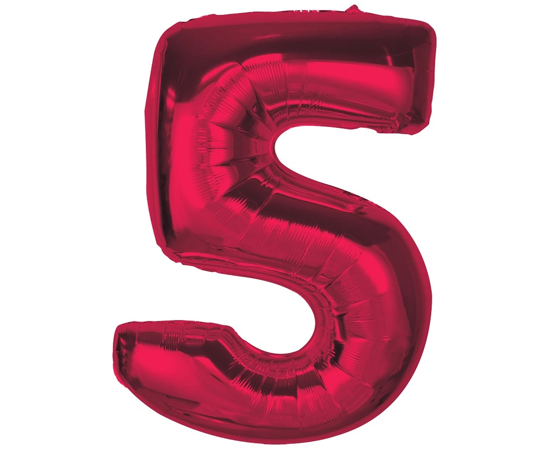 Balon foliowy Smart, cyfra 5, czerwona, 92 cm  KK