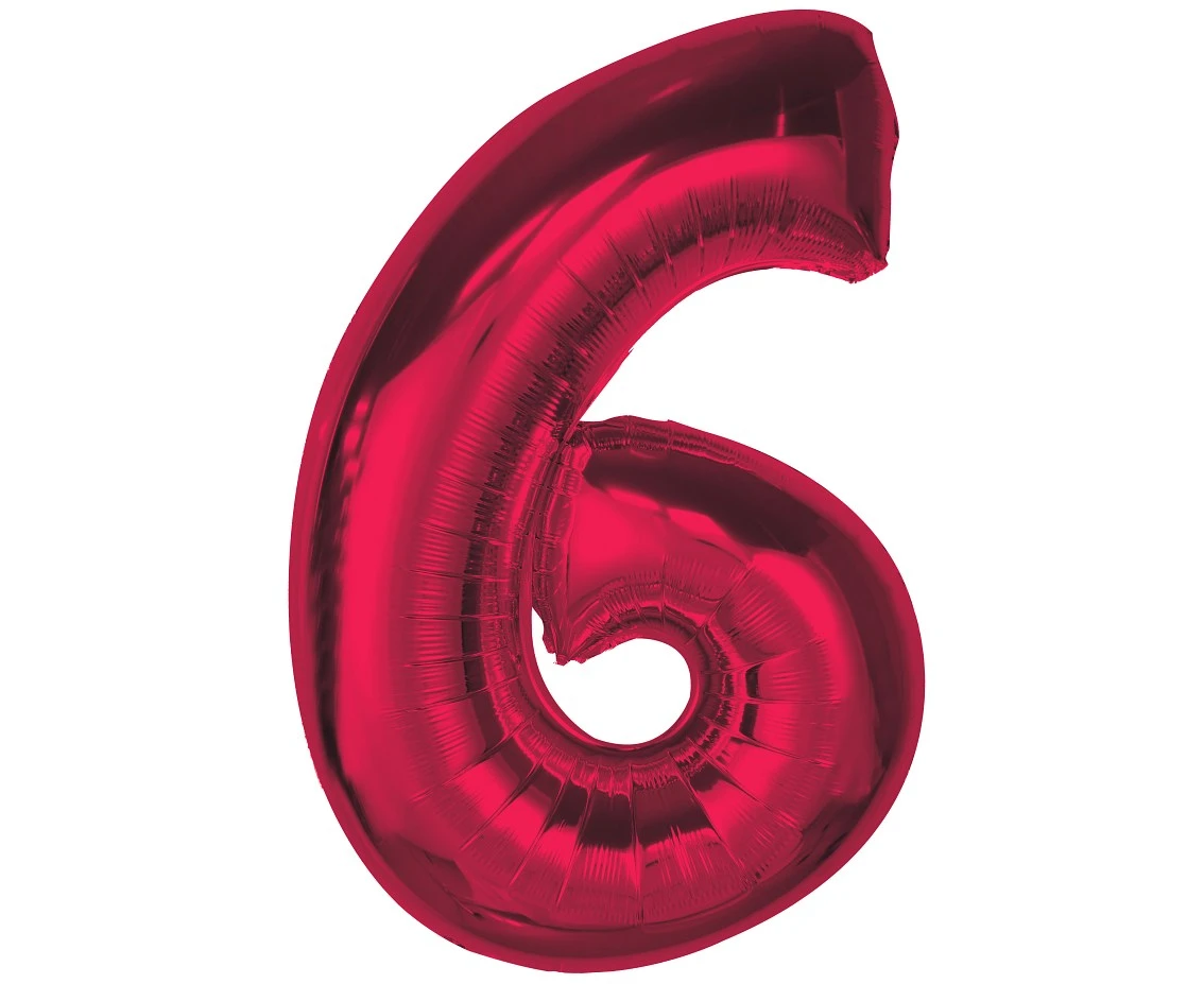 Balon foliowy Smart, cyfra 6, czerwona, 92 cm  KK