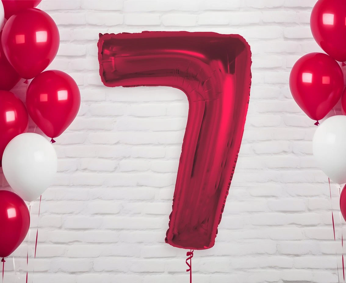 Balon foliowy Smart, cyfra 7, czerwona, 92 cm  KK