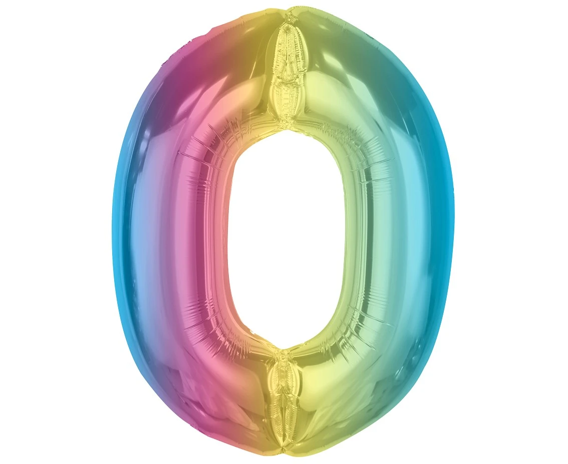 Balon foliowy Smart, cyfra 0, tęczowa, 92 cm  KK