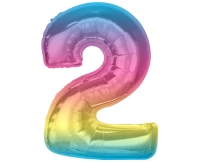 Balon foliowy Smart, cyfra 2, tęczowa, 92 cm  KK