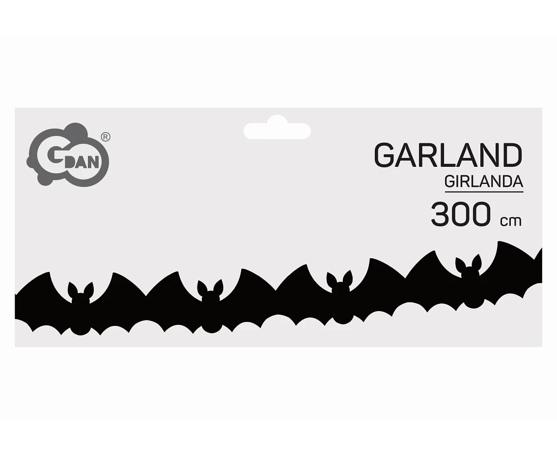 Girlanda papierowa Nietoperze, czarna, 10.5x25x300 cm