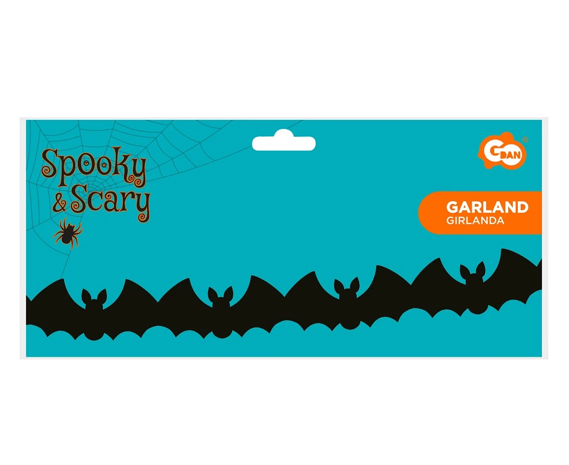Girlanda papierowa Nietoperze, czarna, 10.5x25x300 cm