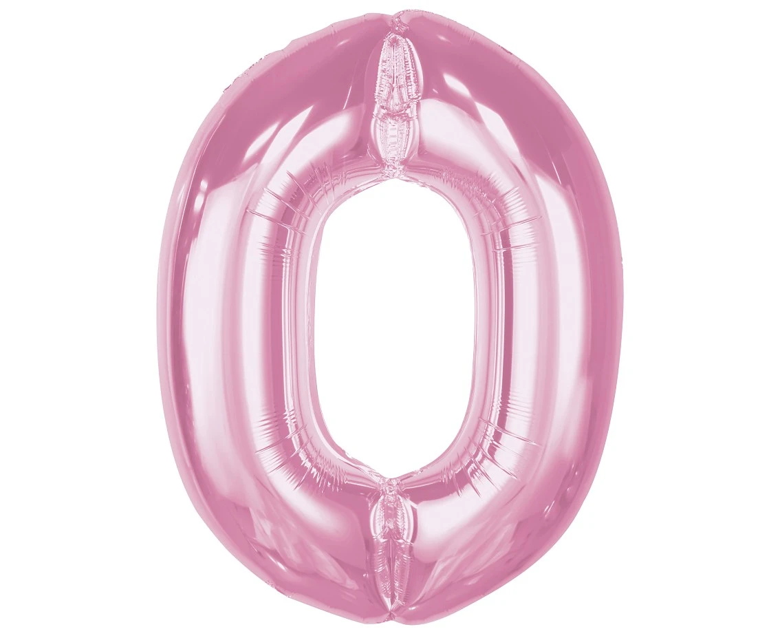 Balon foliowy B&C Cyfra 0, j. różowa, 92 cm