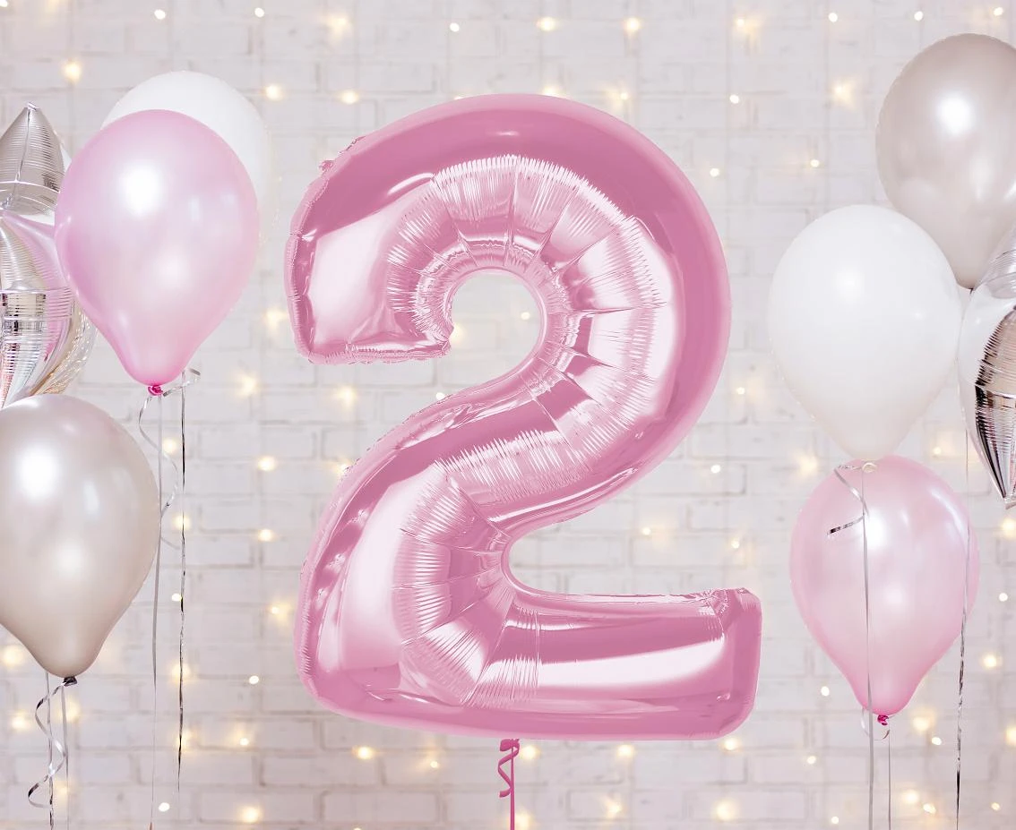 Balon foliowy B&C Cyfra 2, j. różowa, 92 cm