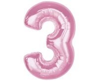 Balon foliowy B&C Cyfra 3, j. różowa, 92 cm