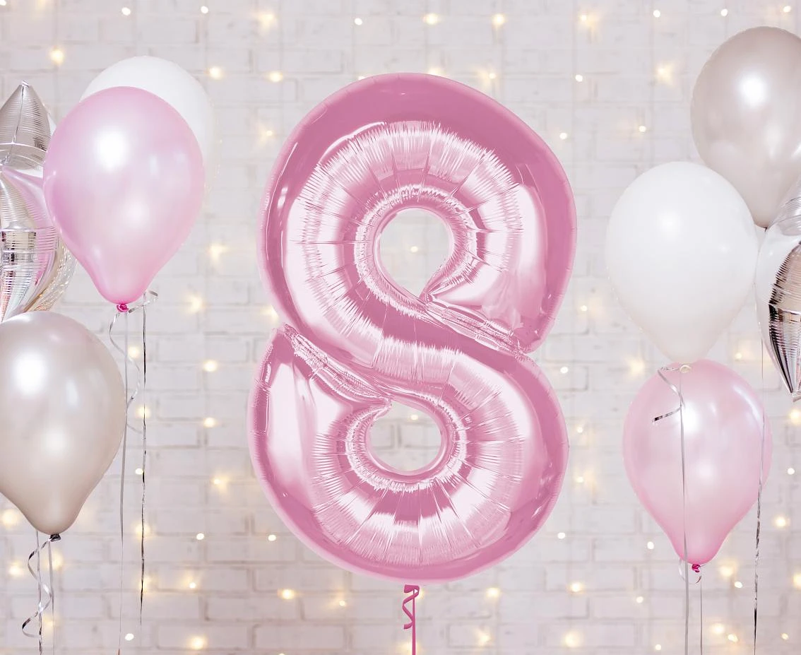 Balon foliowy B&C Cyfra 8, j. różowa, 92 cm