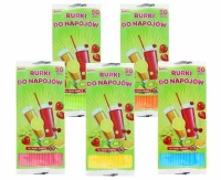 Rurki (słomki) łamane wielokrotnego użytku, różne kolory 5x210mm/ 50 szt.- KK