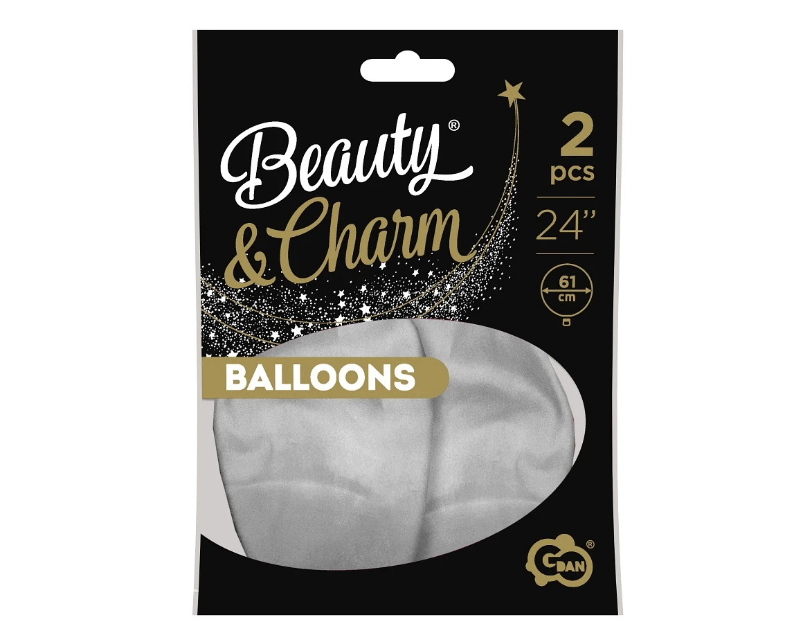 Balony B&C 24", metalik srebrne, 2szt.