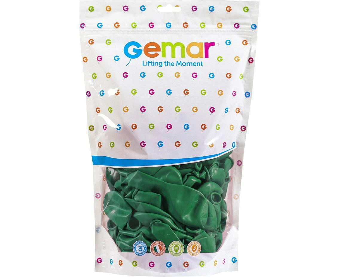 Balony Gemar 13", pastel szmaragdowe zielone (butelkowe), 50szt.
