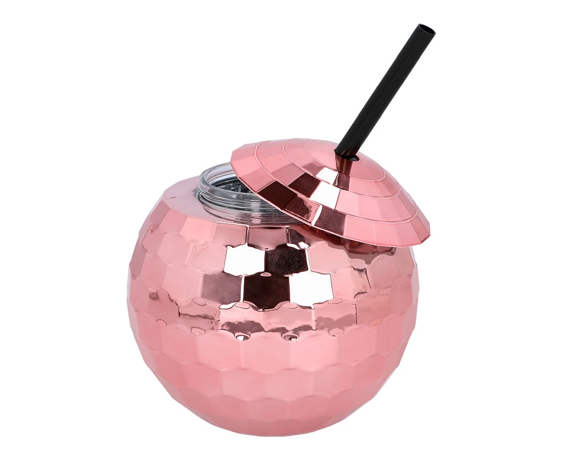 Kubek Kula Disco z rurką, różowozłoty, 650 ml