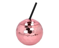 Kubek Kula Disco z rurką, różowozłoty, 650 ml