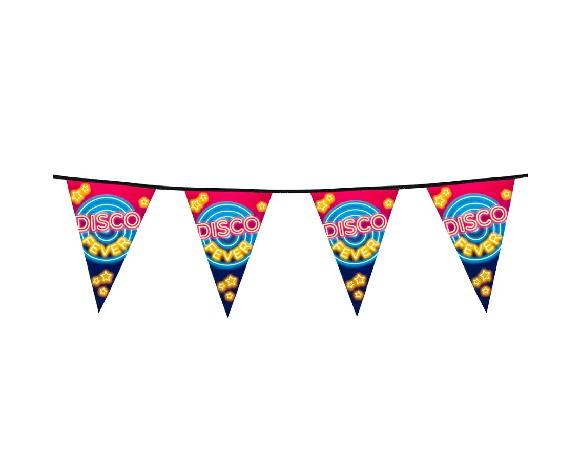 Girlanda flagi DISCO FEVER, 30 x 20 cm, 6 m.