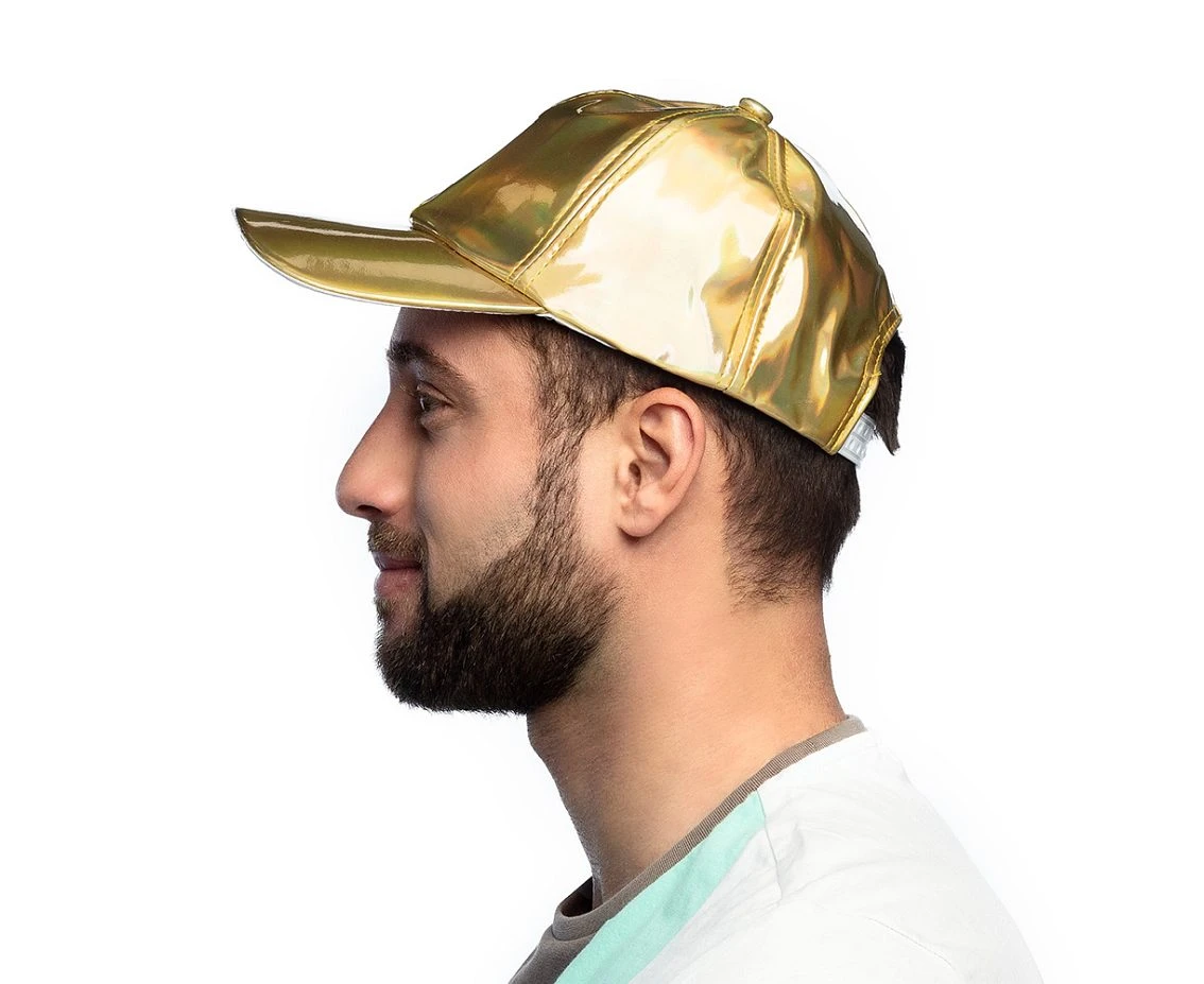 Czapka z daszkiem, holograficzna, złota