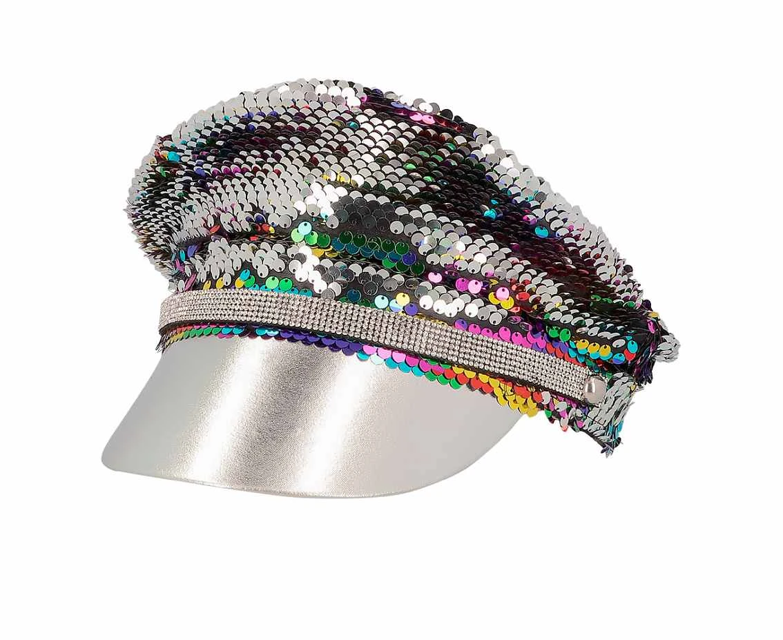Czapka Rainbow, tęczowa/ srebrna