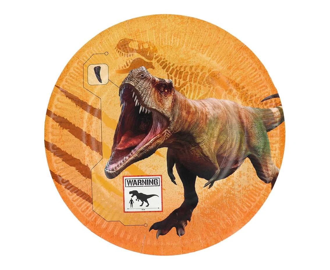 Talerzyki papierowe Dinozaur, 23 cm, 8 szt.
