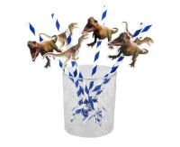 Słomki papierowe Dinozaur, 2 kolory, 20 cm, 6 szt.
