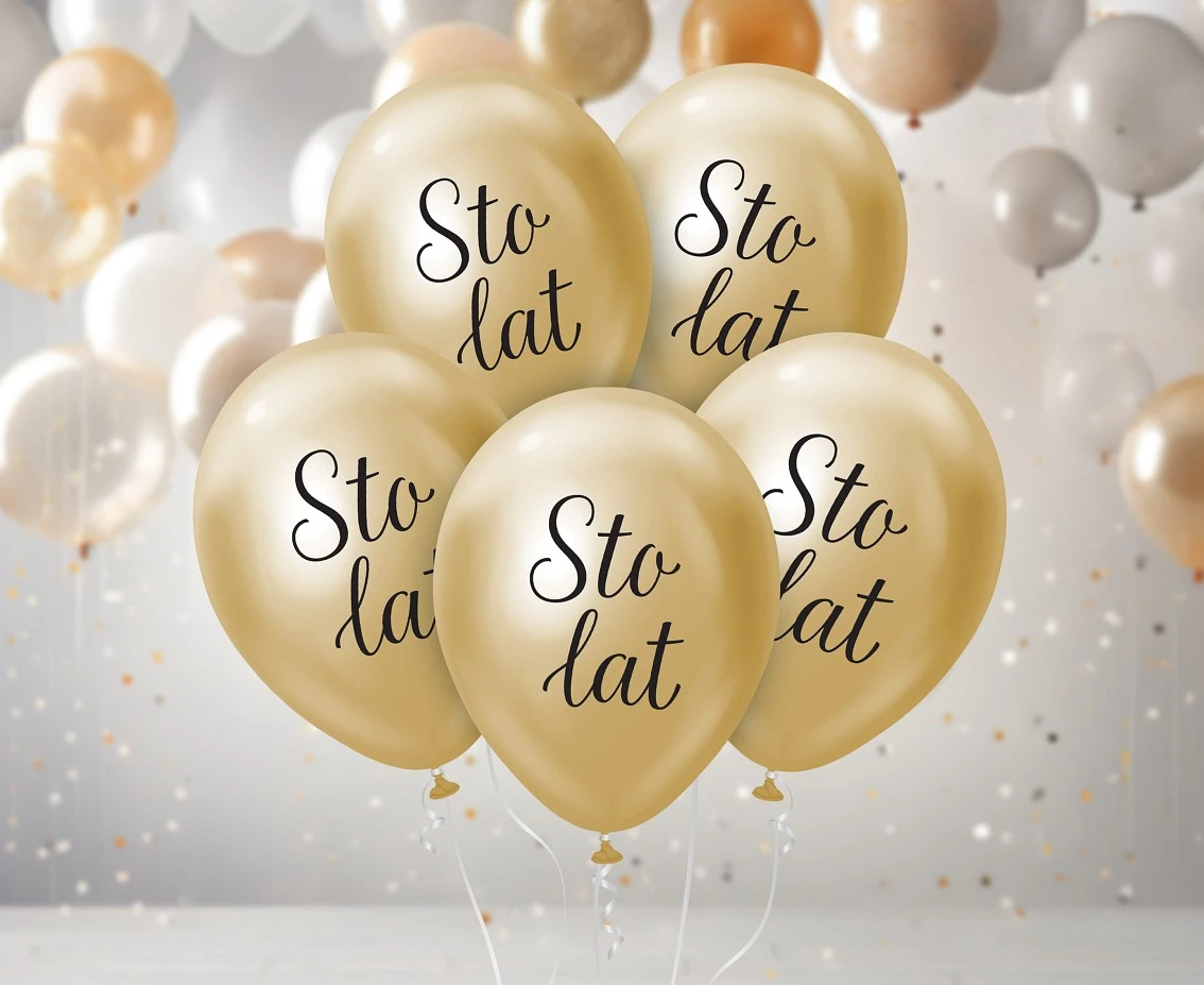 Balony B&C 12", Sto Lat, platyna jasnozłote, 5szt.
