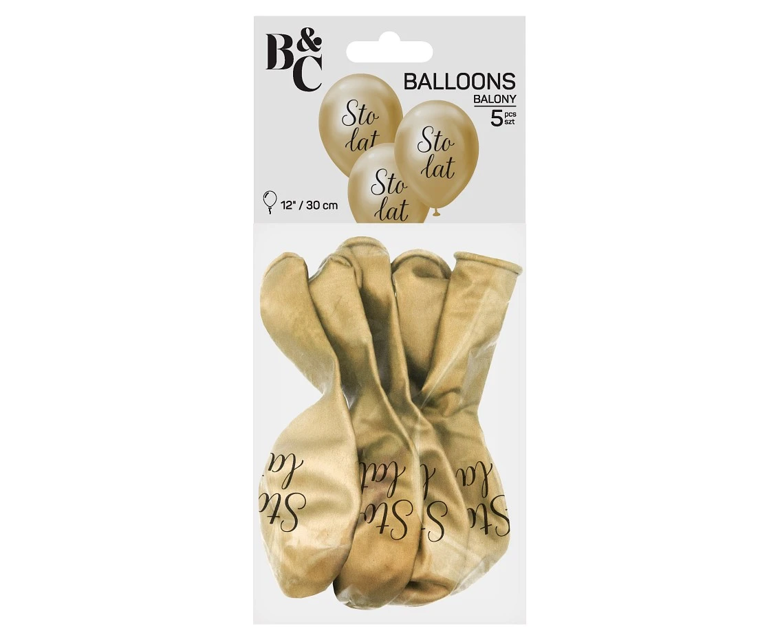 Balony B&C 12", Sto Lat, platyna jasnozłote, 5szt.