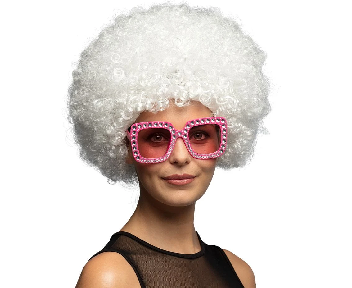 Peruka Afro, biała