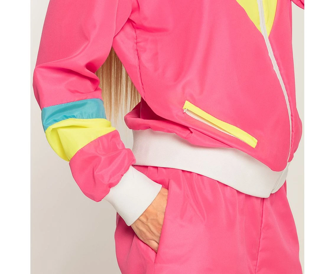 Dres damski neonowy różowy Retro, rozm. L