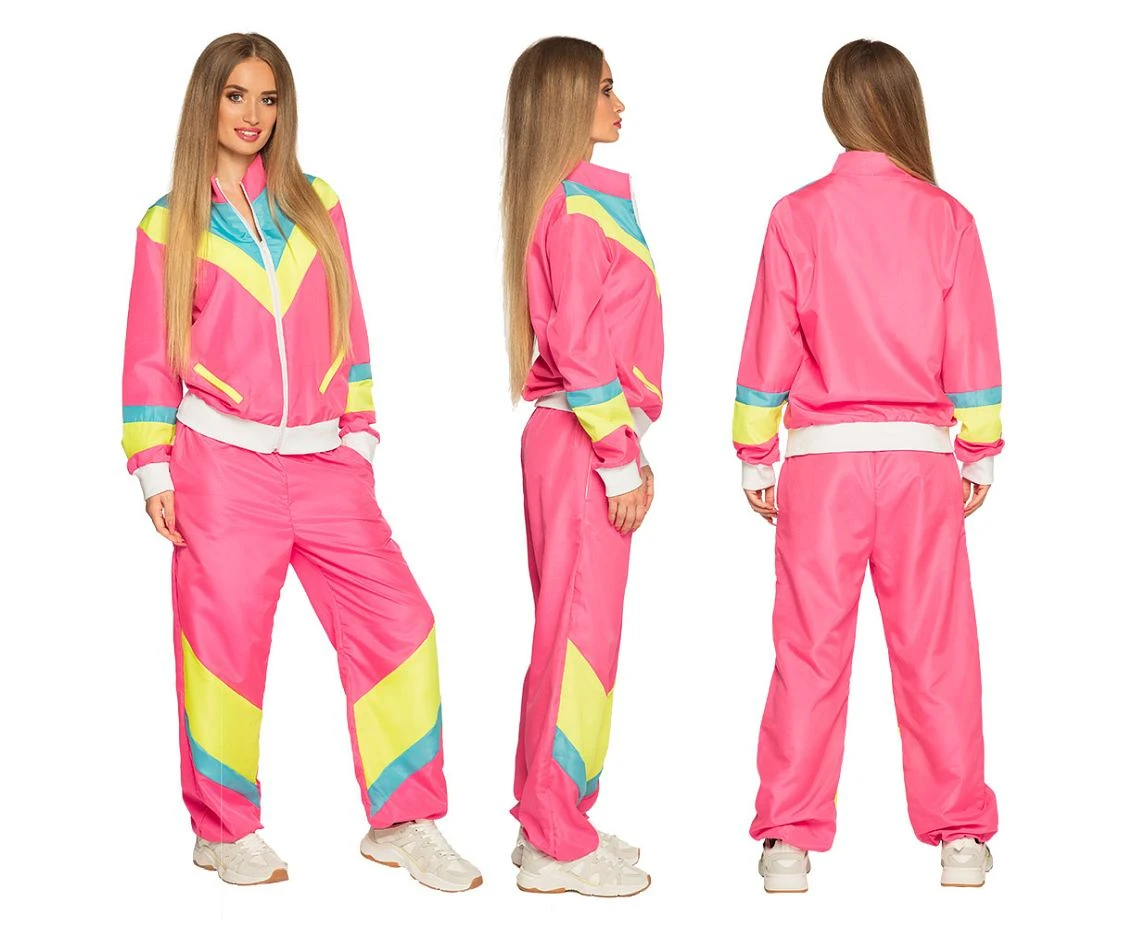 Dres damski neonowy różowy Retro, rozm. L