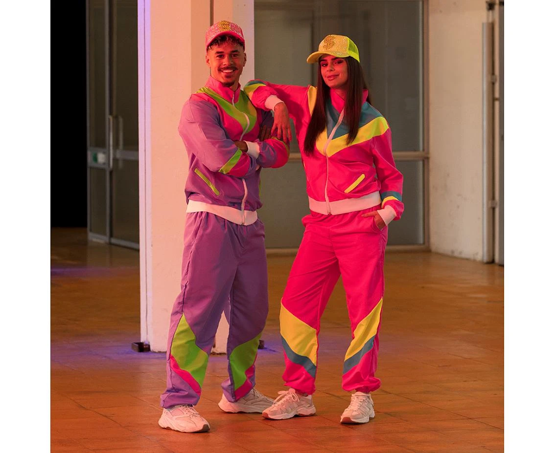 Dres damski neonowy różowy Retro, rozm. L