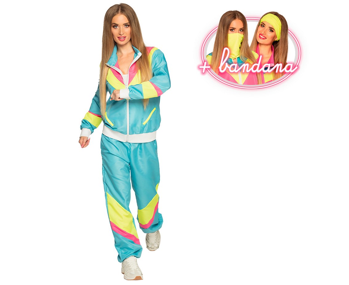 Dres damski neonowy turkusowy Retro, rozm. L