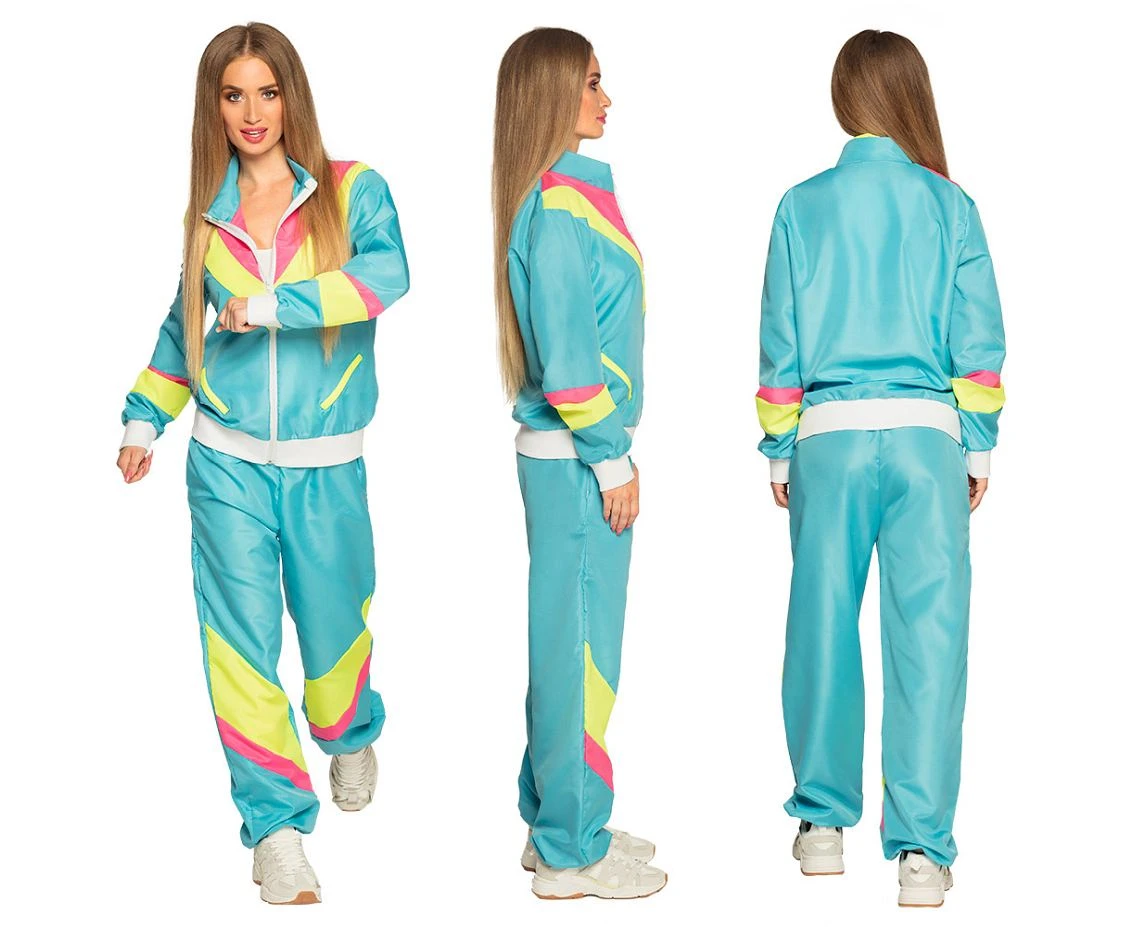Dres damski neonowy turkusowy Retro, rozm. L