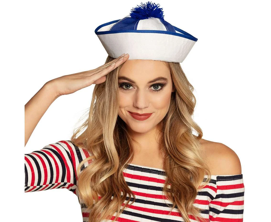 Czapka Navy, niebiesko/ biała